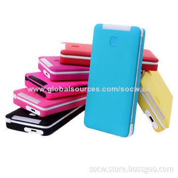 Super Slim Power Banks with Dual-USB and 6,500mAh Capacity, Li-polymer Battery